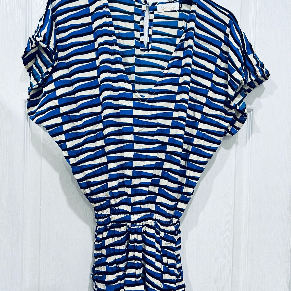 Ava Sky blue stripe romper sz XXS matching mommy & me jumper